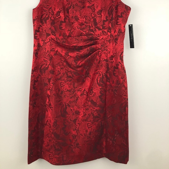 Tahari by ASL Side Ruche Jacquard Sheath Dress 14 - Picture 3 of 8